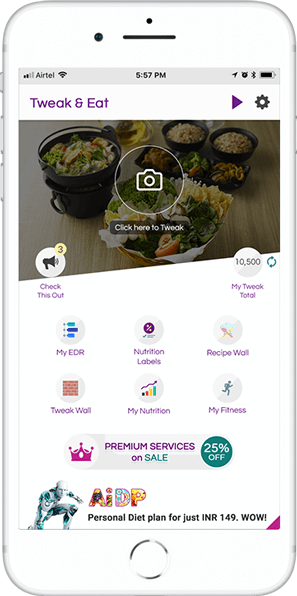 tweak and eat app screen