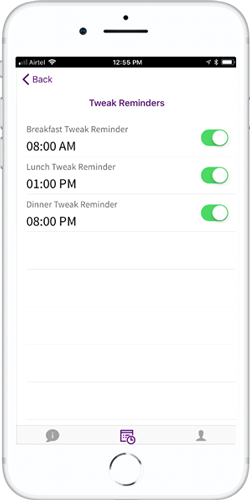 tweak and eat app screen